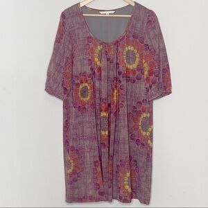 Trina Turk dress silk circle print scoop neck short sleeve 10